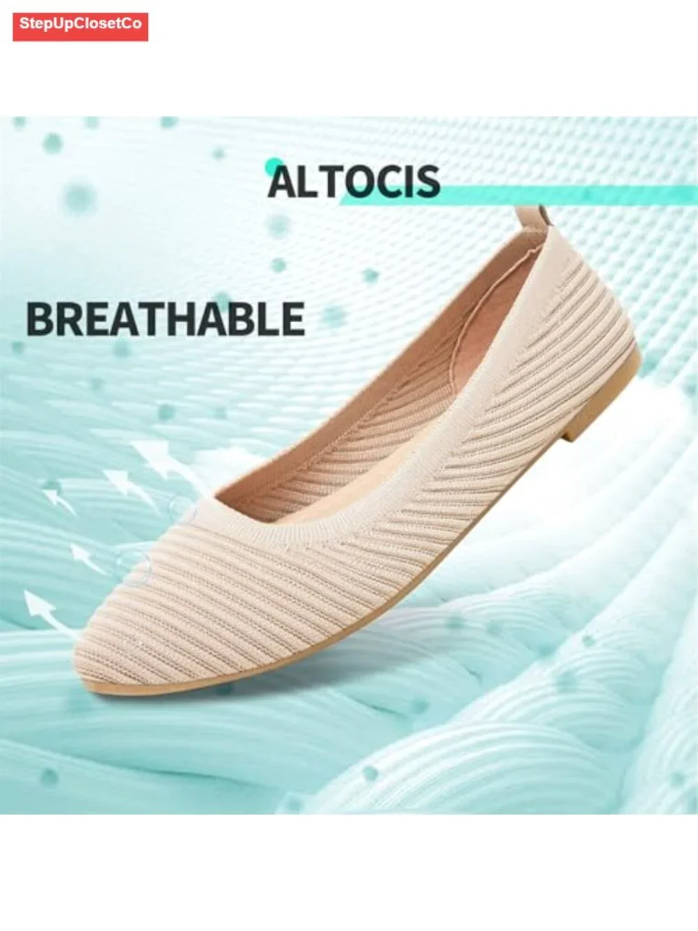 Women's Knit Ballet Flats Pointed-Toe Comfortable Slip On Dressy Casual Shoes